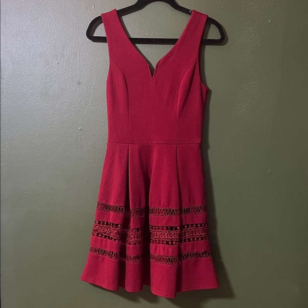 Annabella V-Neck Red Mini Dress
